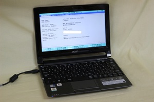 現状品ノートパソコン acer Aspire One 533-KK11 Atom メモリ1GB HDD160GB 10.1inchワイド カメラ内蔵 起動確認済 OS無 代引き可