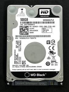 【送料無料】 ★ 500GB ★ WD Black / WD5000LPLX　2015年製　WesternDigital Black　良品　2.5インチ/厚さ7 mm [管理■A610]