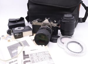 【ト長】 Nikon ニコン FM2/T フィルムカメラ ボディ レンズ2点 ストロボ 説明書など 28-85mm 1:3.5-4.5 / 80-200mm 4.5-5.6D IA835IOB65