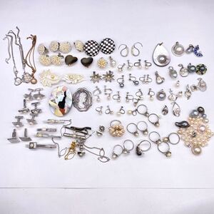 【X-79】 パール 真珠 アクセサリー TASAKI 他 金具SILVER刻印有 ルース マベパール ネックレス イヤリング ブローチ ペンダントトップ