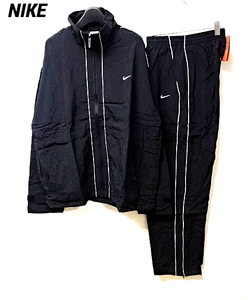 L 未使用【NIKE NYLON SET UP 165078-010 165079-010 BLACK ナイキ ナイロン セットアップ ジャケット パンツ 上下セット ブラック】