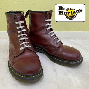 SU■ Dr. Martens ドクターマーチン ホールブーツ チェリーレッド ボルドー系 赤系 8穴 8ホール レースアップ メンズ ブーツ 靴 中古品