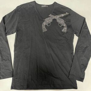 roar ロアー 長袖Tシャツ Vネック ロンT メンズ サンプル品 レア サイズ2 ブラック 黒 美品 Tシャツ