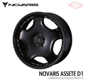 ノヴァリス アセットD1 アルミホイール 1本 20x8.0 +35 120 5H ( ブラック／ゴールドピアス ) / 20インチ NOVARIS ASSET D1