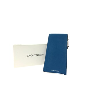 ▼▼ Calvin Klein カルバンクライン メンズ 二つ折り長財布 ニッチ L字ファスナー小銭入れ 877605 ブルー やや傷や汚れあり