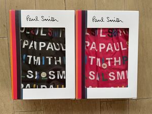 即決！ポールスミス！PAUL SMITH 布帛トランクス 2枚組 マルチロゴ柄 ピンク&ブラック M