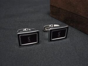 ■美品■ YVESSAINTLAURENT イヴサンローラン カフス カフリンクス ビジネス 紳士 メンズ シルバー系×ワインレッド系 DE9937