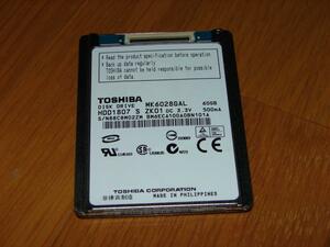 Toshiba 60GB 1.8inch(ZIF/LIF) IDE/100 MK6028GAL HDD1807 2ZW