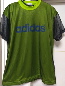 送料無料 adidas アディダス メッシュ レイヤード 重ね着風 半袖Tシャツ M ～ L デサント 90’s 年代 オールド ヴィンテージ