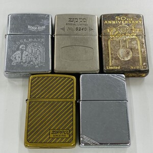 Z114-5678 ■▲ zippo ジッポ オイルライター 5点まとめ 無地 SPECIAL LIMITED No.0240 BORN to RIDE 斜めライン柄 ライター