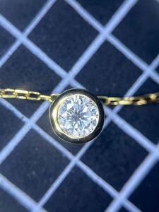 ダイヤモンド 0.15ct ネックレス k18YG フクリン　覆輪　一粒ダイヤ　