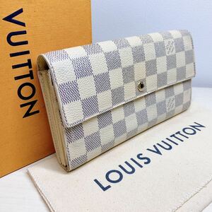 A108【美品】LOUIS VUITTON ルイヴィトン ダミエ アズールポルトフォイユサラ二つ折り財布 長財布ウォレット カード入れ×10 N61735/TR1152