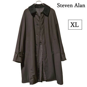 Steven Alan　VNTG 2WAY BAL COLLAR COAT　襟コーデュロイ　ステンカラーコート　バルカラーコート　スティーブンアラン　ブラウン　XL