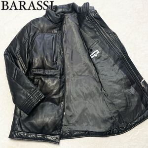 XLサイズ相当!!!【美品】 BARASSI バラシ 【豪快全面ラムレザー】 レザー ダウンジャケット コート ブラック 黒 メンズ サイズLL相当 秋冬