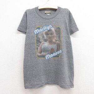 【30%OFF】古着 半袖 Tシャツ キッズ ボーイズ 子供服 マリリンモンロー クルーネック グレー 霜降り 24aug05 3OF