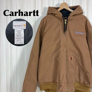 ☆メキシコ製☆企業物☆ Carhartt カーハート キルティングライナー 中綿入 ダックパーカー アクティブジャケット 2XL表記 キャメル 古着