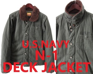 DOG HOUSE：ドッグハウス■ステンシル入り US NAVY N-1 デッキジャケット■オリーブグリーン■Msize■ミリタリー ジャケット