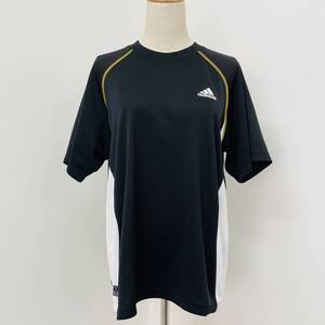 a00322 極美品 adidas アディダス Clima365 Tシャツ 半袖 薄手 丸首 メッシュ ロゴプリント サイズO ブラック カジュアル スポーツ 万能