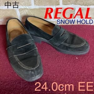 【売り切り!送料無料!】A-282 REGAL!リーガル!スエードローファー!24.0cm EE!本革!レザー!雪道対応ソール!雪!滑りづらく!ビジネス!中古!