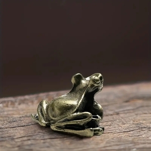 3920572658 1pc ブロンズ製の小さなカエルエル、金色のトード縁起の良いカエル（お金がえる）