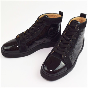 未使用13.7万 Christian Louboutin クリスチャン ルブタン LOUIS ORLATO FLAT PAT/GLIT パテント スニーカー 40 ブラック 3191342