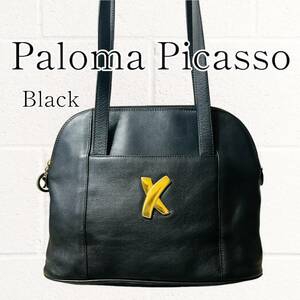 【美品】Paloma Picasso(パロマピカソ)トートバッグ ハンドバッグ 黒 ブラック ロゴ金具 ゴールド