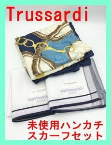 ★3点セット★ Trussardi トラサルディ ハンカチ スカーフ ハンカチーフ タオル 手ぬぐい メンズ レディース 汗拭き 手巾 布 シルク