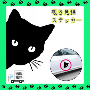 のぞき見 猫 ステッカー シール デカール 車 カー バイク ねこ ネコ 覗き見