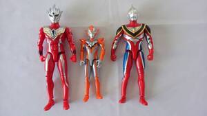 【ウルトラマン】ソフビ人形 3体◆レグロス＆グリージョ＆ガイア◆高さ14cm～19cm