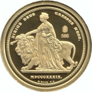 1989年 イギリス 英国 ウナとライオン ビクトリア女王 0.5g プルーフ 金貨 ゴールド アンティークコイン