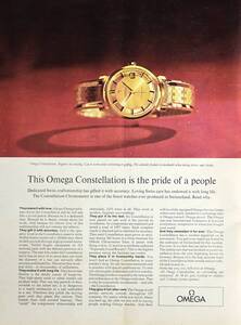 稀少・時計広告！1963年オメガ 時計広告/Omega Constellation Chronometer Watch/Swiss/Y