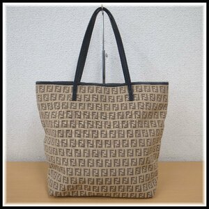 C092T 【本物保証】 FENDI フェンディ　ズッカ　トートバッグ　キャンバス×レザー