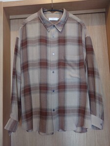 美品 Graphpaper グラフペーパー CHECK REGULAR COLLAR BIG SLEEVE SHIRT BROWN CH GM193-50018 SIZE Free チェック ビッグ オーバサイズ