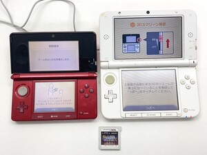 H335-■ NINTENDO 任天堂 ニンテンドー 3DS 3DSLL ゲーム機本体 2点セット CTR-001(JPN) マリオホワイト 通電確認/初期化OK ACアダプター付