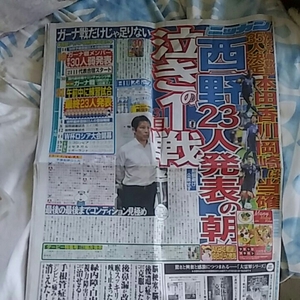 日刊スポーツ●2018年5月15日 日刊スポーツ●西野●新聞