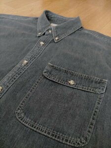 状態良好 ビッグサイズ 90s-00s ORVIS オービス ブラックデニム 長袖 ボタンダウンシャツ 43/44 XL ★オールドアウトドア古着