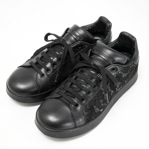 GP8641*イタリア製*ドルチェ＆ガッバーナ*Size 36.5*レース×レザー*ローカットスニーカー*レースアップシューズ*靴*黒*ブラック