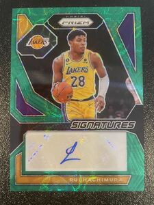 8枚限定　ジャージナンバー　2/8 2023-24 Panini Prizm Rui Hachimura green choice 八村塁 直筆サインカード Lakers Auto レイカーズ