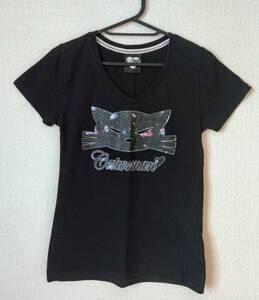 お値下げ品　美品　GOTHAM GIRLS ゴッサム・ガールズ　ブラックTシャツ　Vネック　しまむら・アベイル製　Mサイズ