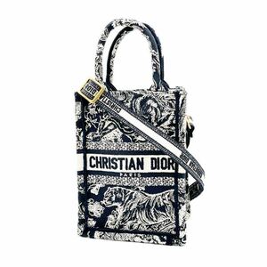 良品 Christian Dior クリスチャン ディオール ブックトート 2way キャンバス スマホ ショルダー ハンド バッグ dD06124N