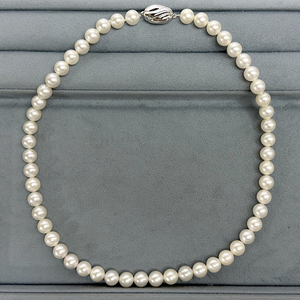 本真珠 パールネックレス 7.5mm珠 全長42cm シルバー刻印クラスプ