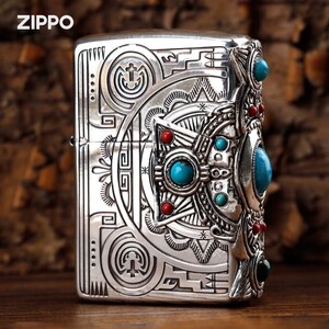 新品 インディアンターコイズ ZIPPO ジッポー オイルライター 真鍮製 未使用 喫煙グッズ