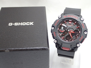 11711[T]CASIO カシオ G-SHOCK GA-2200BNR メンズ腕時計 アナデジ カーボンコアガード ブラック×レッド