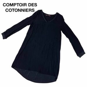 a282 COMPTOIR DES COTONNIERS コントワーデ コトニエ 長袖 ワンピース ワンピ チュニック Vネック ブラック レディース 7