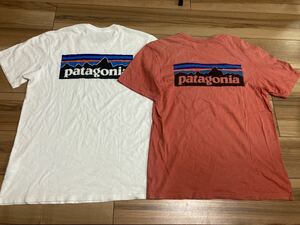 patagonia パタゴニア p6 半袖Tシャツ Tシャツ ２枚セット　オーガニックコットン 白　エンジ　レギュラーフィットＳサイズ　古着