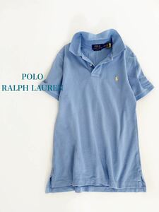 【ネコポス送料230円 2点以上で送料無料】POLO RALPH LAUREN ポロシャツ ブルー×イエロー レディースMサイズ 現行タグ 近年モデル