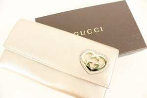 【ト福】GUCCI グッチ 二つ折り財布 ラブリーハート ピンクゴールド系 長財布 ウォレット 小銭入れ 札入れ レディース LBZ01LLL91