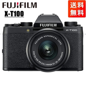 富士フイルム FUJIFILM X-T100 15-45mm レンズキット ブラック ミラーレス一眼 カメラ 中古