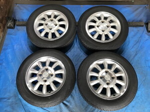 激安！タイヤホイールセット！スズキ純正アルミ 13-4B 4H/100 ET45 + 155/65R13 中古4本 ラパン/MRワゴン/パレット/ワゴンR等！HM001066