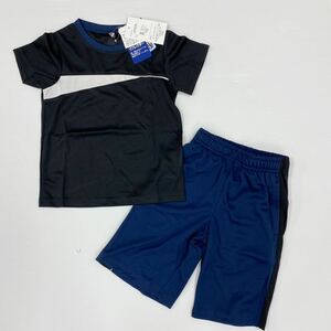 新品14885　RUNMAX　110㎝　男の子　黒／紺　半袖Ｔシャツ＆ハーフパンツ2点セット　吸汗速乾リフレクター付き　キッズジュニア普段着運動